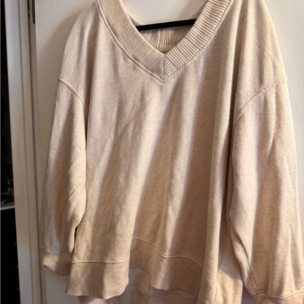 Aerie Cream/Oatmeal V-Neck Sweater